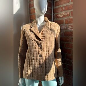 Vintage Chanel Matelassé Quilted Suede Jacket Silk Lined
